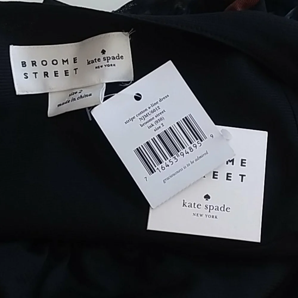 Kate Spade Broome Street Sleeveless Black Dress Size 2 New